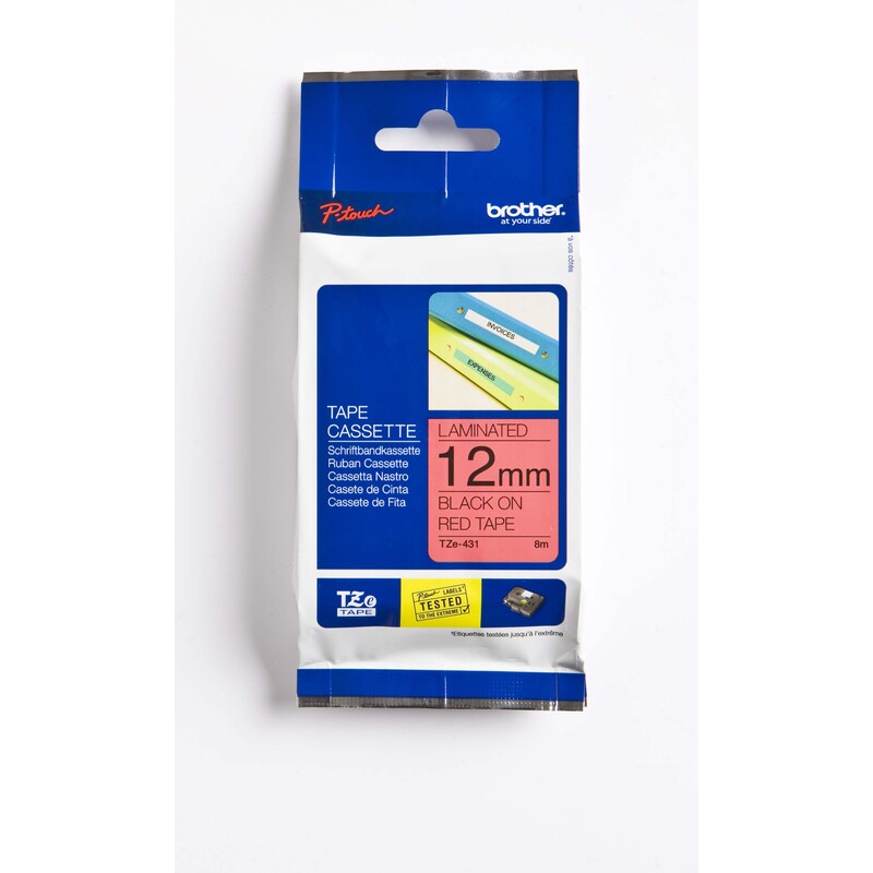 Brother P-Touch Band TZe-431, 12 mm, schwarz auf rot