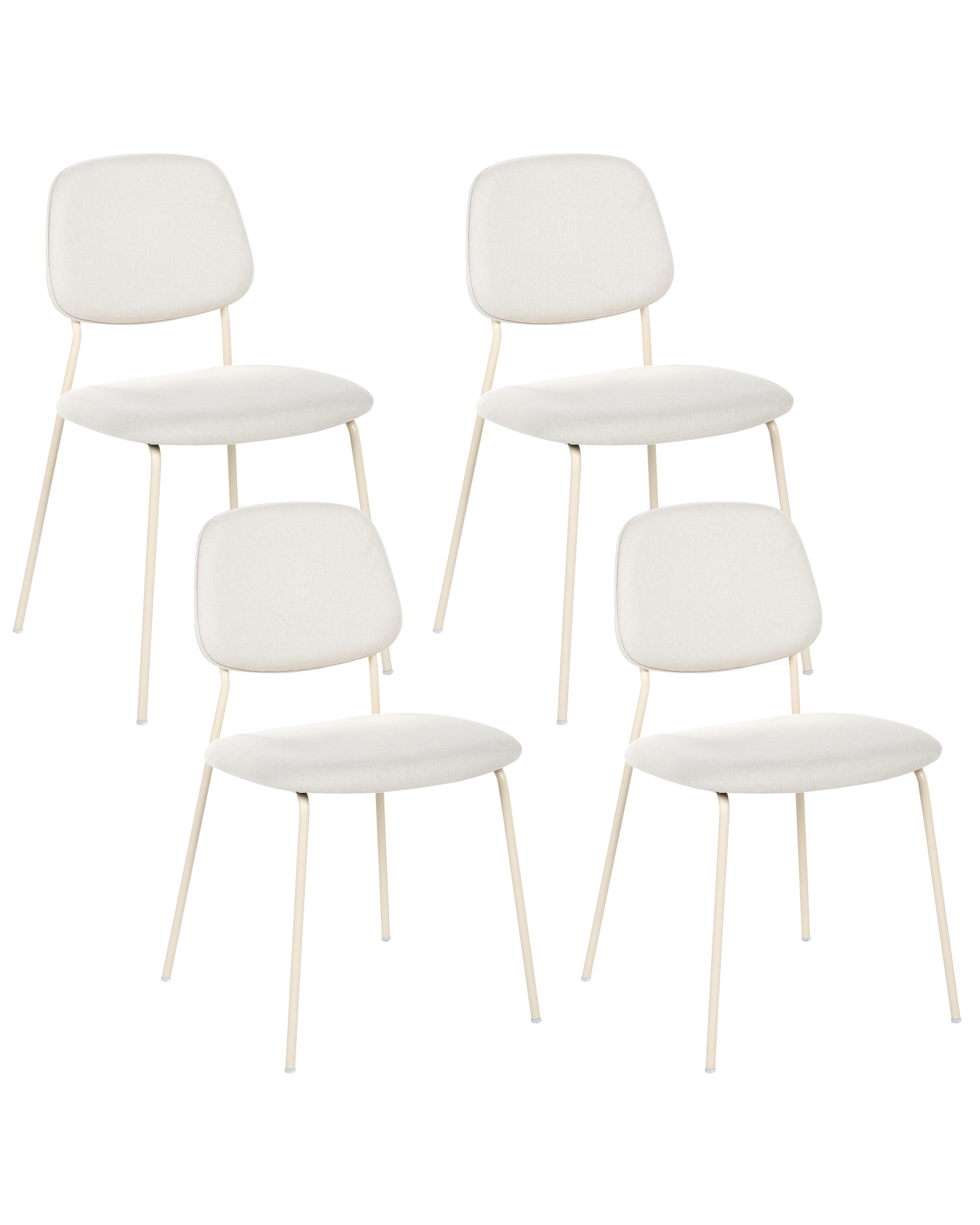 Set van 4 eetkamerstoelen RILEY Stof Gebroken wit