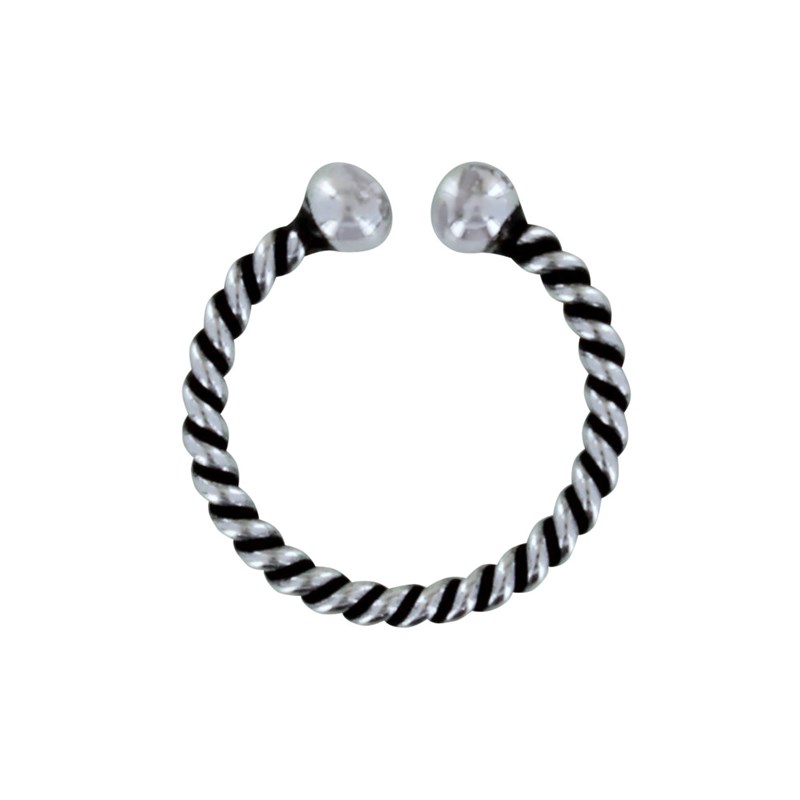 Bague Argent Corde Deux Perles