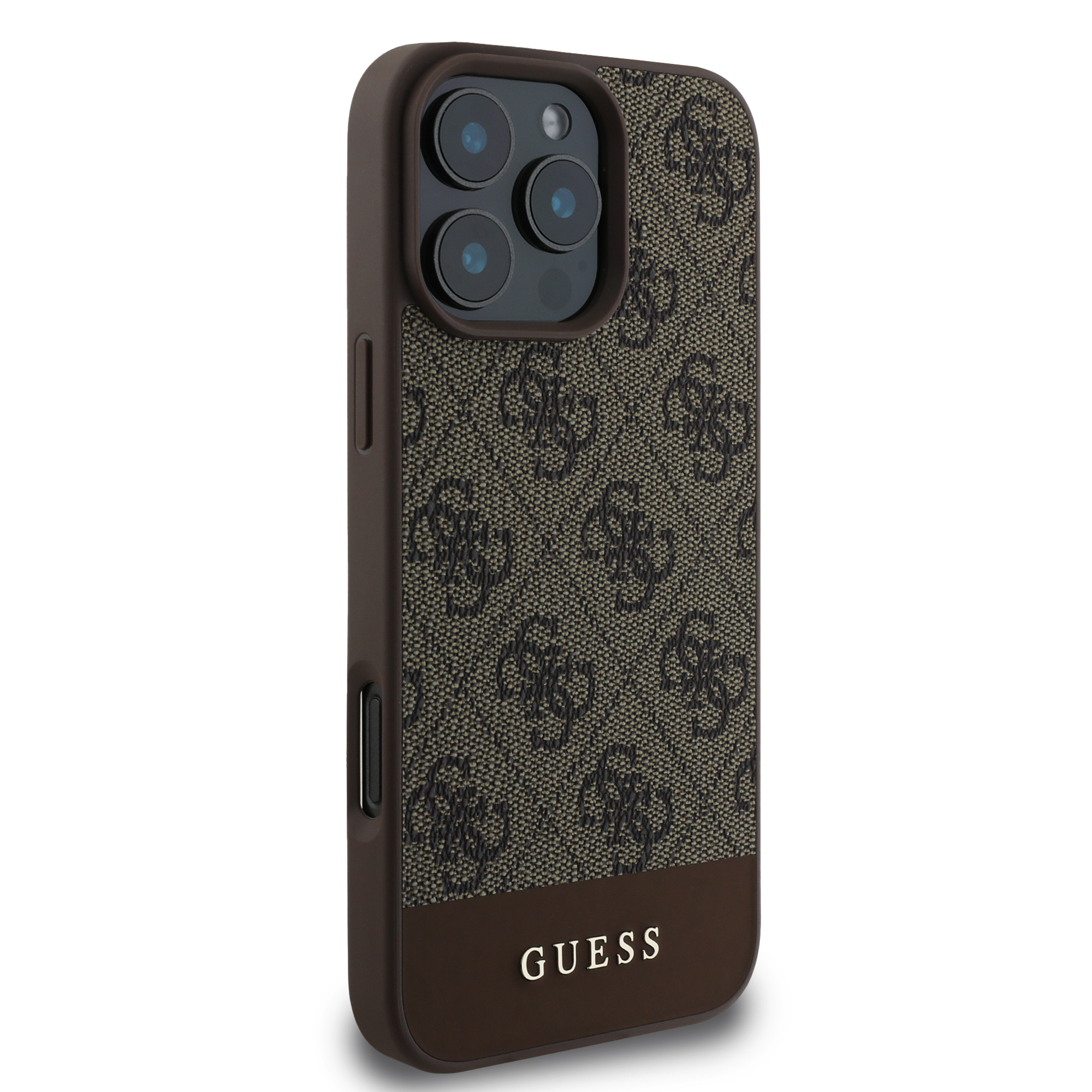 iPhone 16 Pro Leder Hardcase Hülle 4G Bottom Stripe (GUHCP16LG4GLBR) - Braun