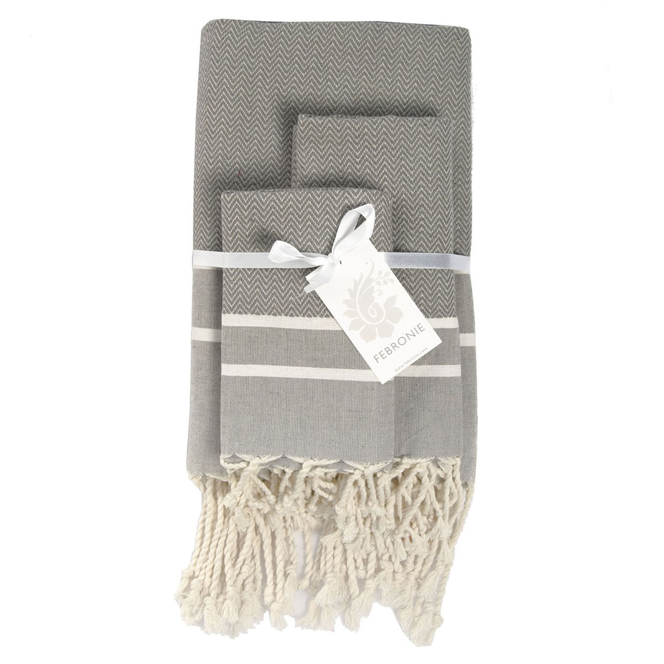 Febronie Set de salle de bain Stockholm gris moyen/blanc - 3 pièces