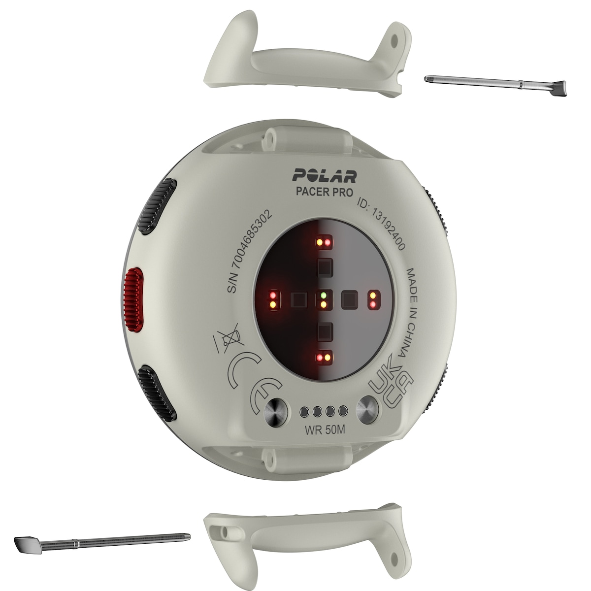 Polar Pacer Pro sportsklokke S/L (hvit/rød)