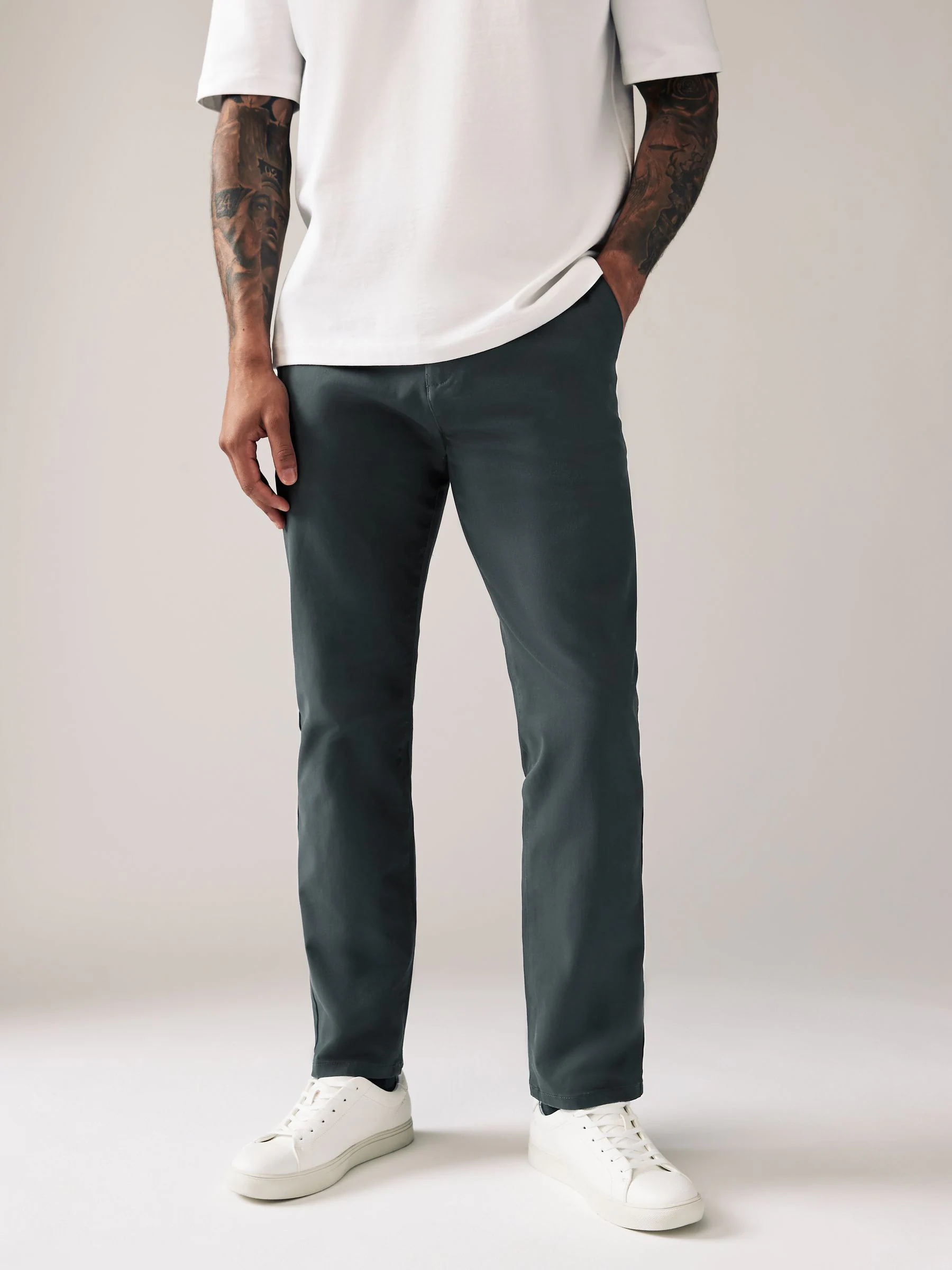 Antracietgrijs - Straight fit - Stretchy chino