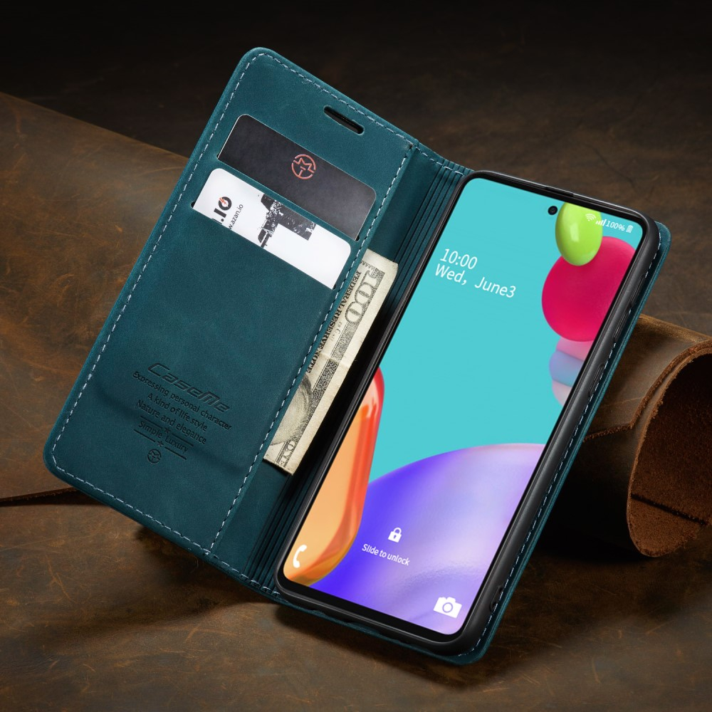 Samsung Galaxy A52s 5G / A52 (5G) Leder Tasche Flip Wallet Etui mit Kartenfächern - Blaugrün