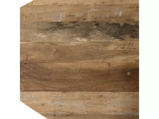 ALIDA - Table basse bois ovoïde Teck recyclé pieds métal