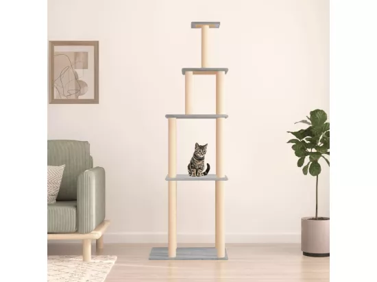 Arbre à chat avec griffoirs en sisal gris clair 183 cm