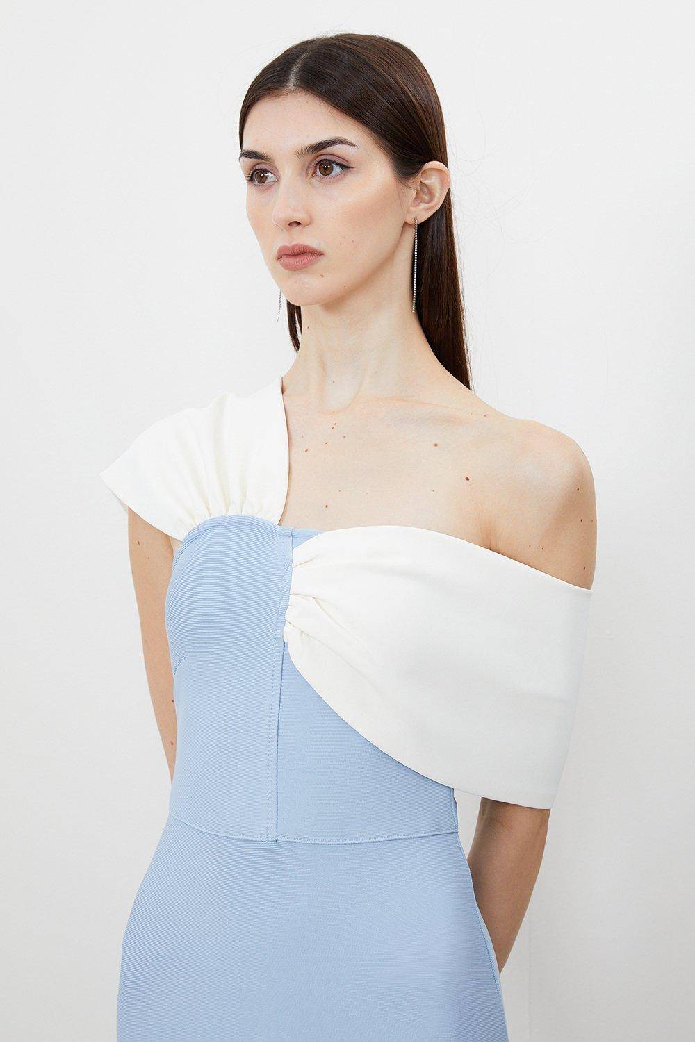 KarenMillen Robe midi en tricot à bandage et bretelles asymétriques Figure Form