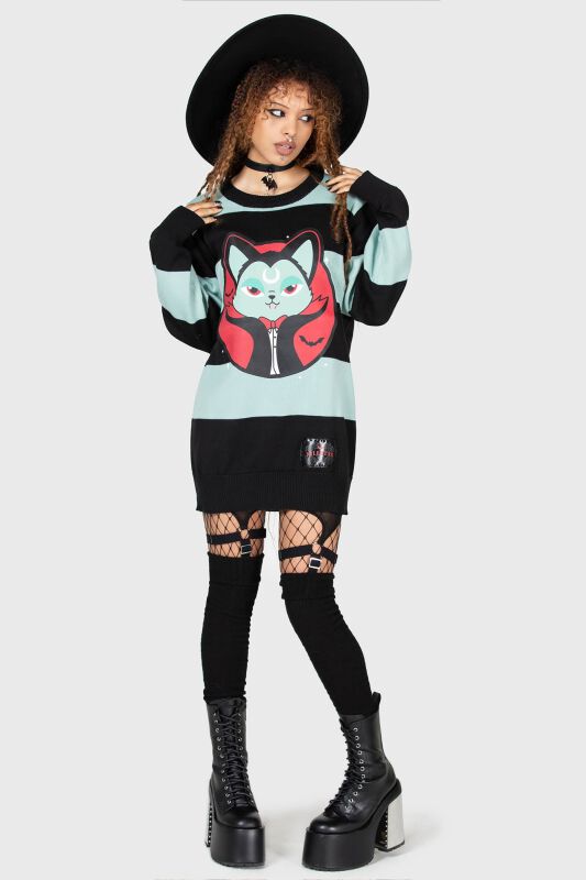 Vampurr Stripe Jumper (Mint)  | THE VAMPURR by KILLSTAR Pull tricoté