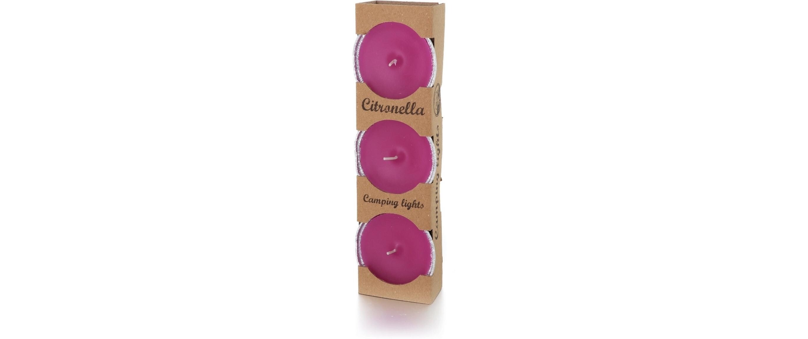 Gartenkerze Citronella 8 cm, 3 Stück, FliederOutdoorkerzen