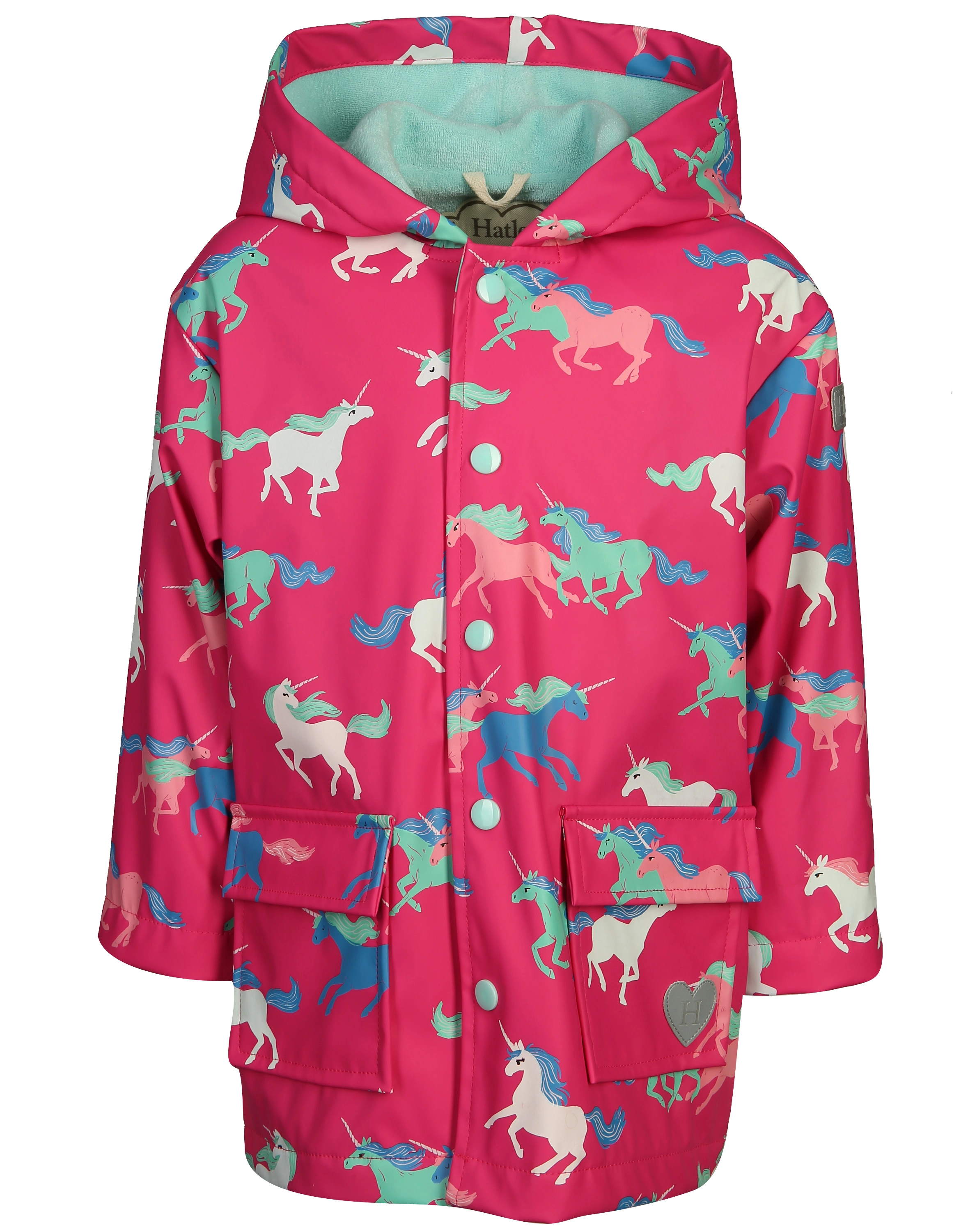 Regenmantel COLOUR CHANGING - FROLICKING UNICORNS in pink
