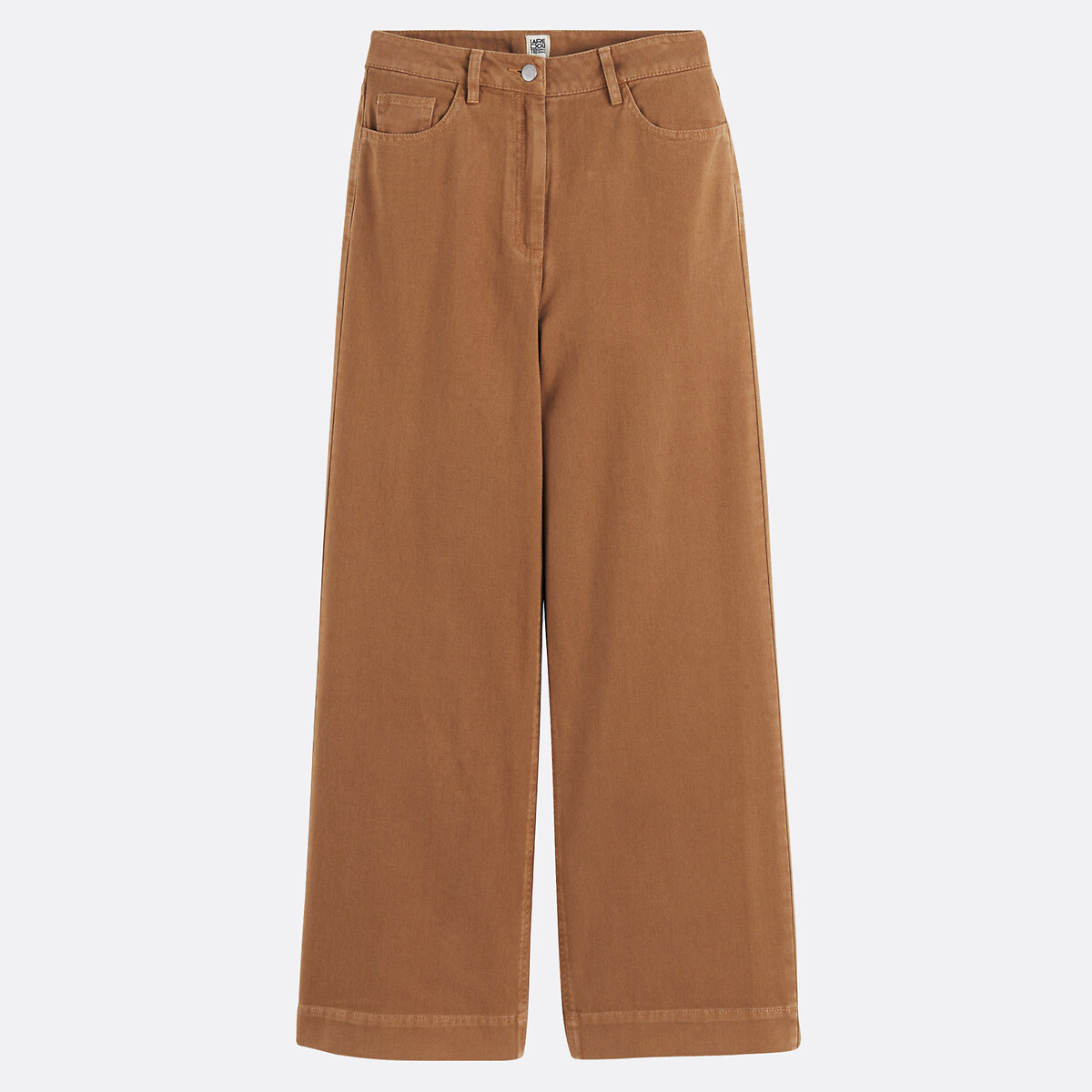 COLEÇÃO LA REDOUTE<br>Calças de sarja de algodão de cintura alta e pernas largas