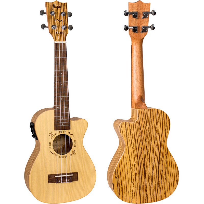 Flight Designer Series DUC328E SP/ZEB elektrisch-akoestische concert ukelele met gigbag