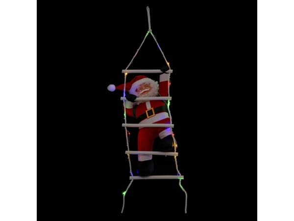 Fééric Lights og Jul Julepynt Julenissen på stige, LED lysinstallasjon