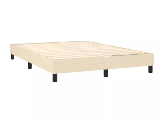 Sommier tapissier avec matelas et LED Crème 140x190 cm Tissu
