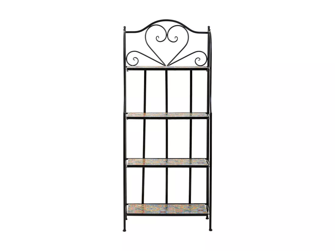 Étagère en mosaïque et fer forgé noire 57x27x133h