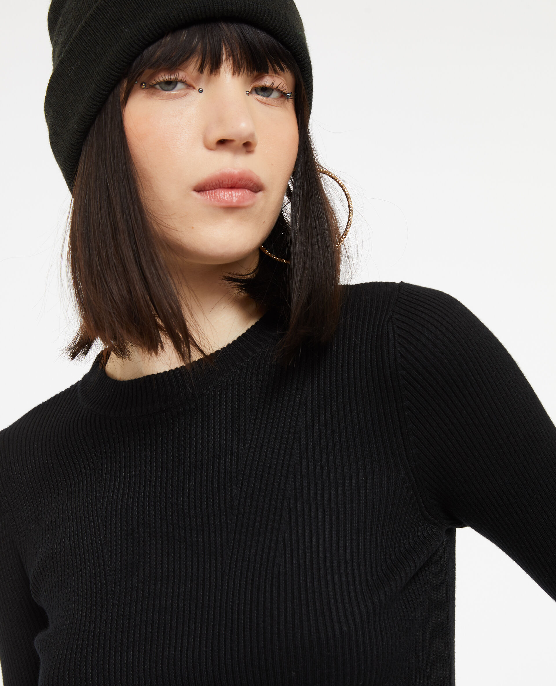 Pull en maille col rond - Noir