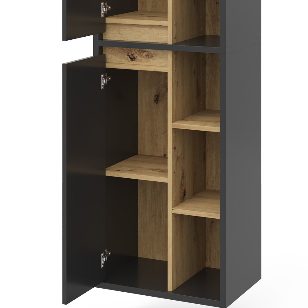 Vicco Hochschrank Badschrank Badezimmermöbel Viola Anthrazit Eiche modern 50x170 cm Badkommode Badezimmer Schrank Badmöbel Schranktür Schrankfach