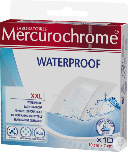 Mercurochrome Pansement Stériles Waterproof XXL 10 Pièces