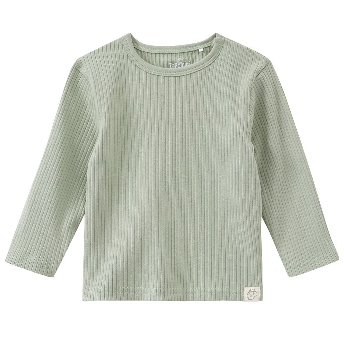 Topomini Pure Collection Newborn Langarmshirt mit Rippstruktur oliv