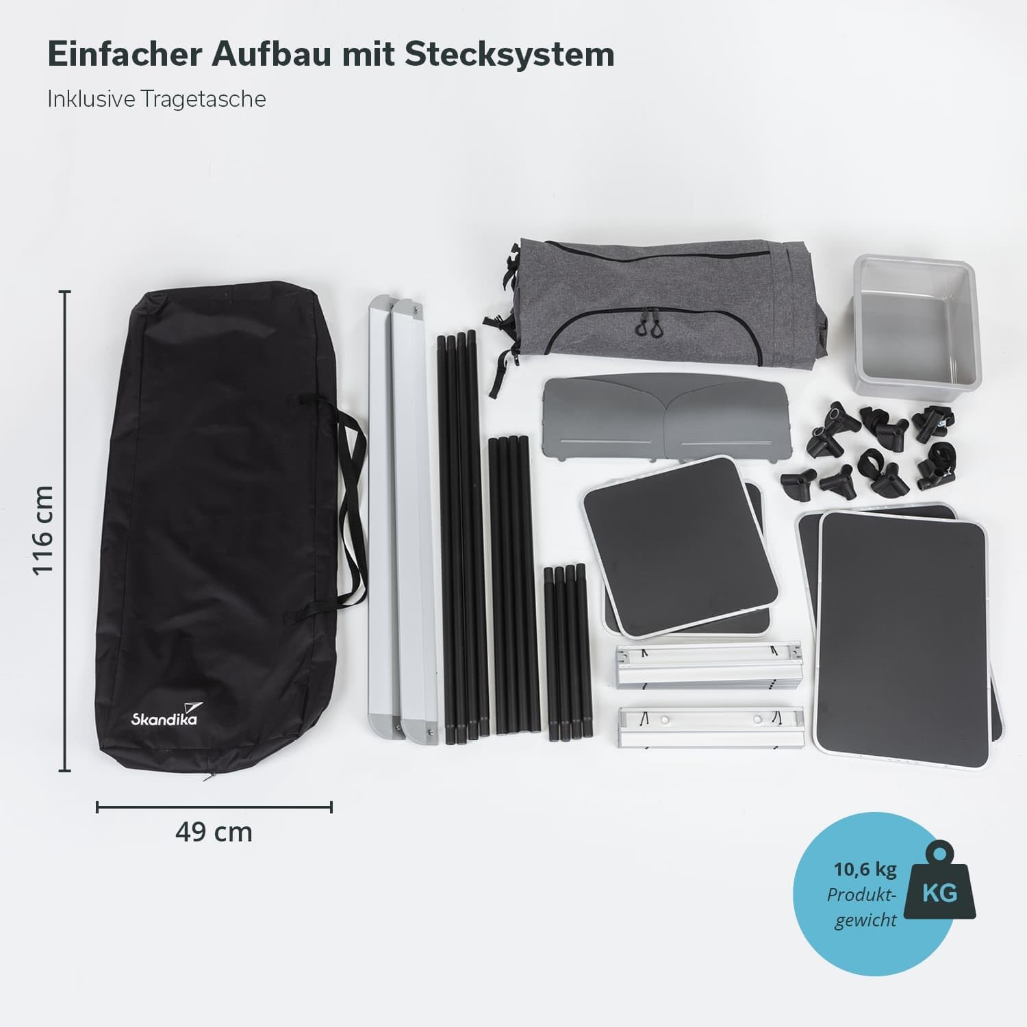 Skandika Campingküche Ruoka | Hochschrank/Küchenschrank mit Spüle & Wind- und Spritzschutz, Staufächer mit Einlegeböden, Tragetasche, Outdoorküche, Campingschrank | Outdoor Camping Küche, Reiseküche