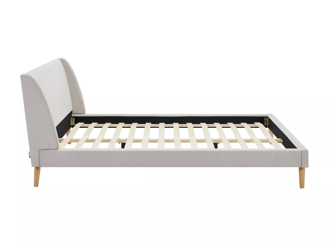 Lit scandinave 180 x 200 cm - Tissu - Beige - BENEDICTE