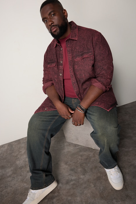 STHUGE Jeanshemd, Langarm, Colordenim, Kentkragen, Modern Fit, bis 8 XL