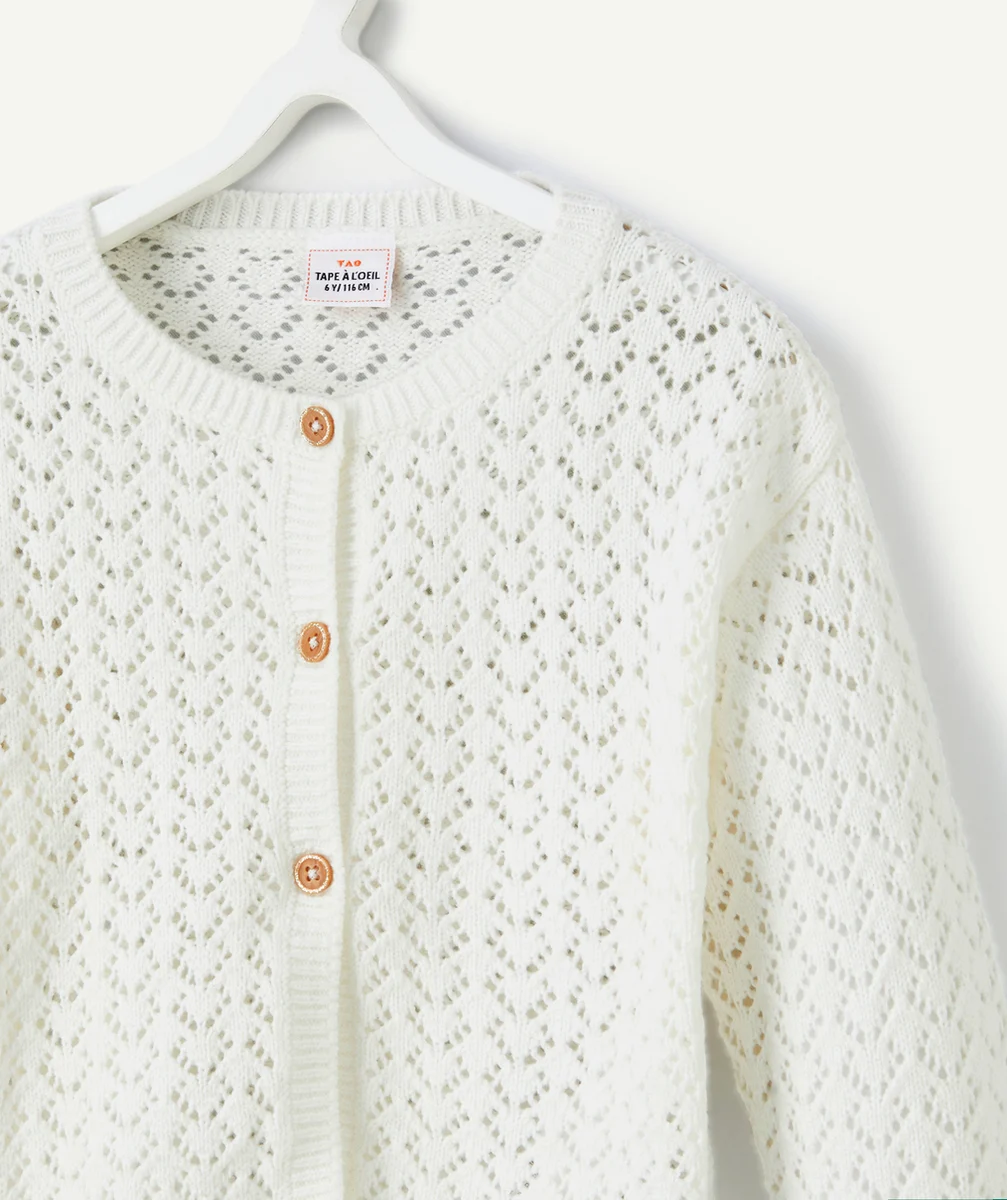 CARDIGAN FILLE EN CROCHET BLANC