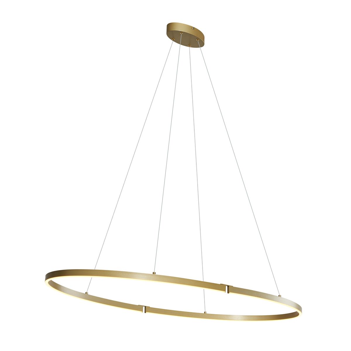 Design hanglamp messing 120cm incl. LED 3-staps dimbaar - Ovallo