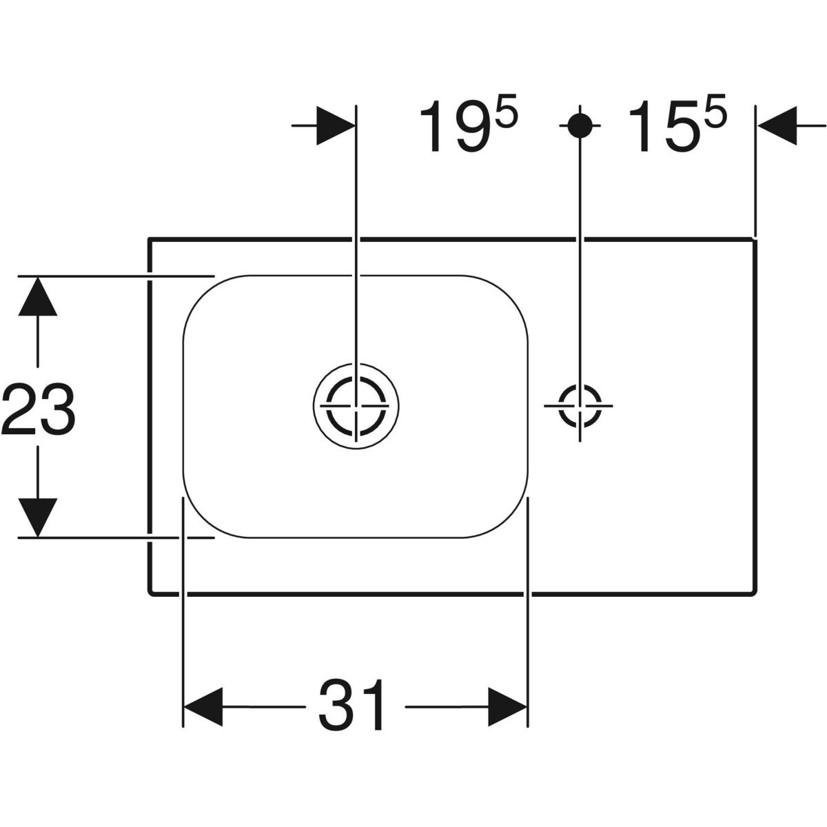 Geberit iCon Light fontein met kraangat rechts 53cm wit