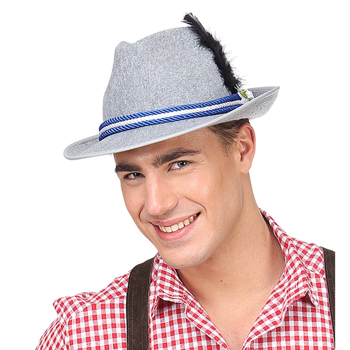 Oktoberfest Hoed Tiroler Grijs Met Edelweiss