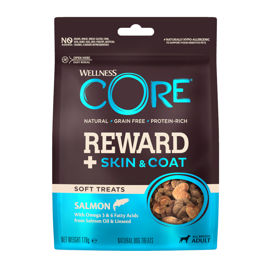 Petiscos de salmão Wellness Core Reward+ para cães, 170g