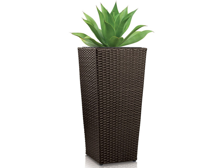 Wicker plantenbak bruin