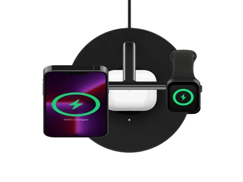 Belkin BoostCharge Pro - Trådløs opladningsstander - med MagSafe   AC-strømadapter - 15 Watt - Fast Charge - sort