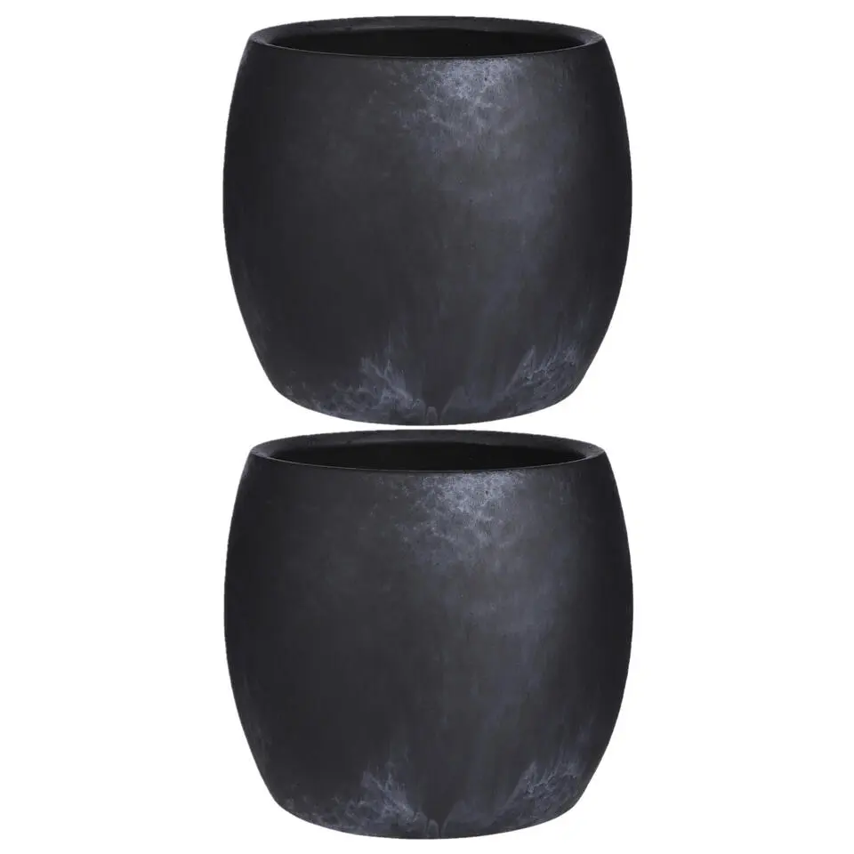 Mica Decorations Bloempot - mat zwart - keramiek - 20 x 18 cm