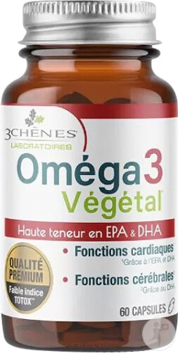 3 Chênes Oméga 3 Premium D'Origine Végétale 60 Capsules