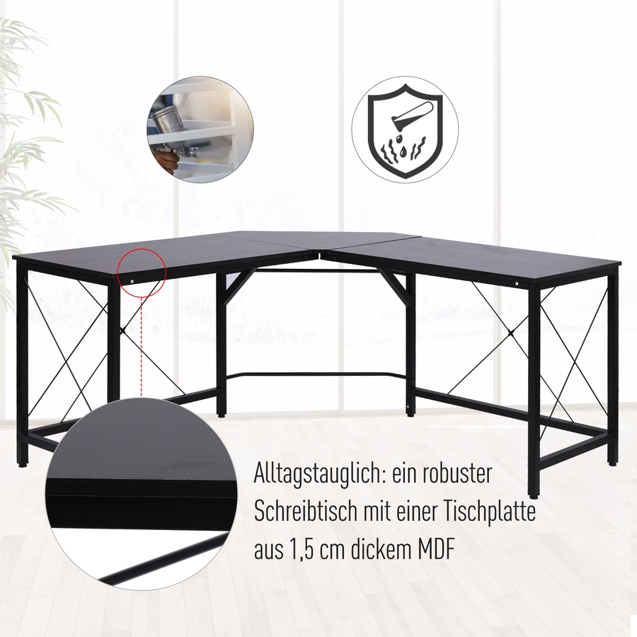 HOMCOM Winkelschreibtisch schwarz