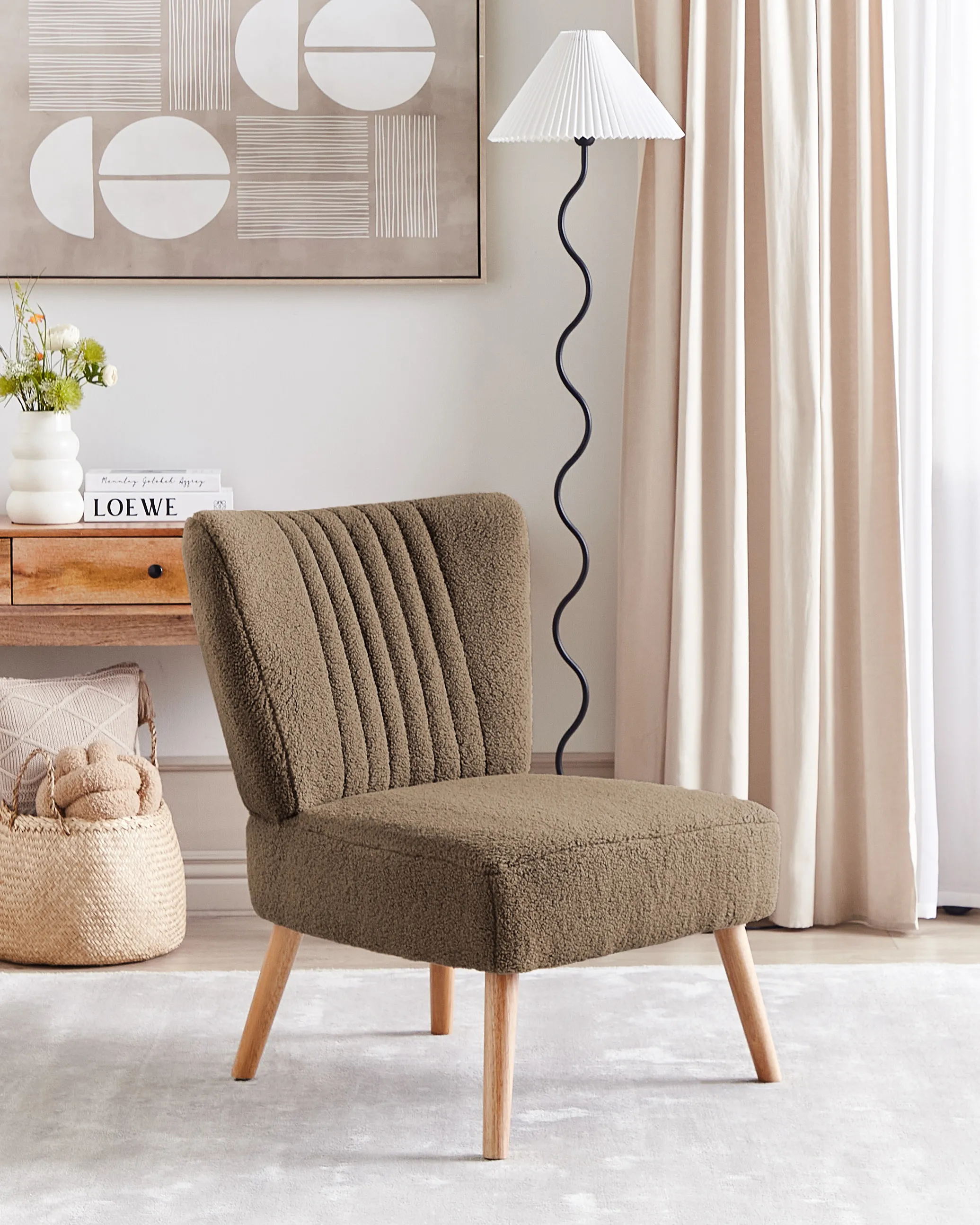 Fauteuil VAASA Bouclé Bruin