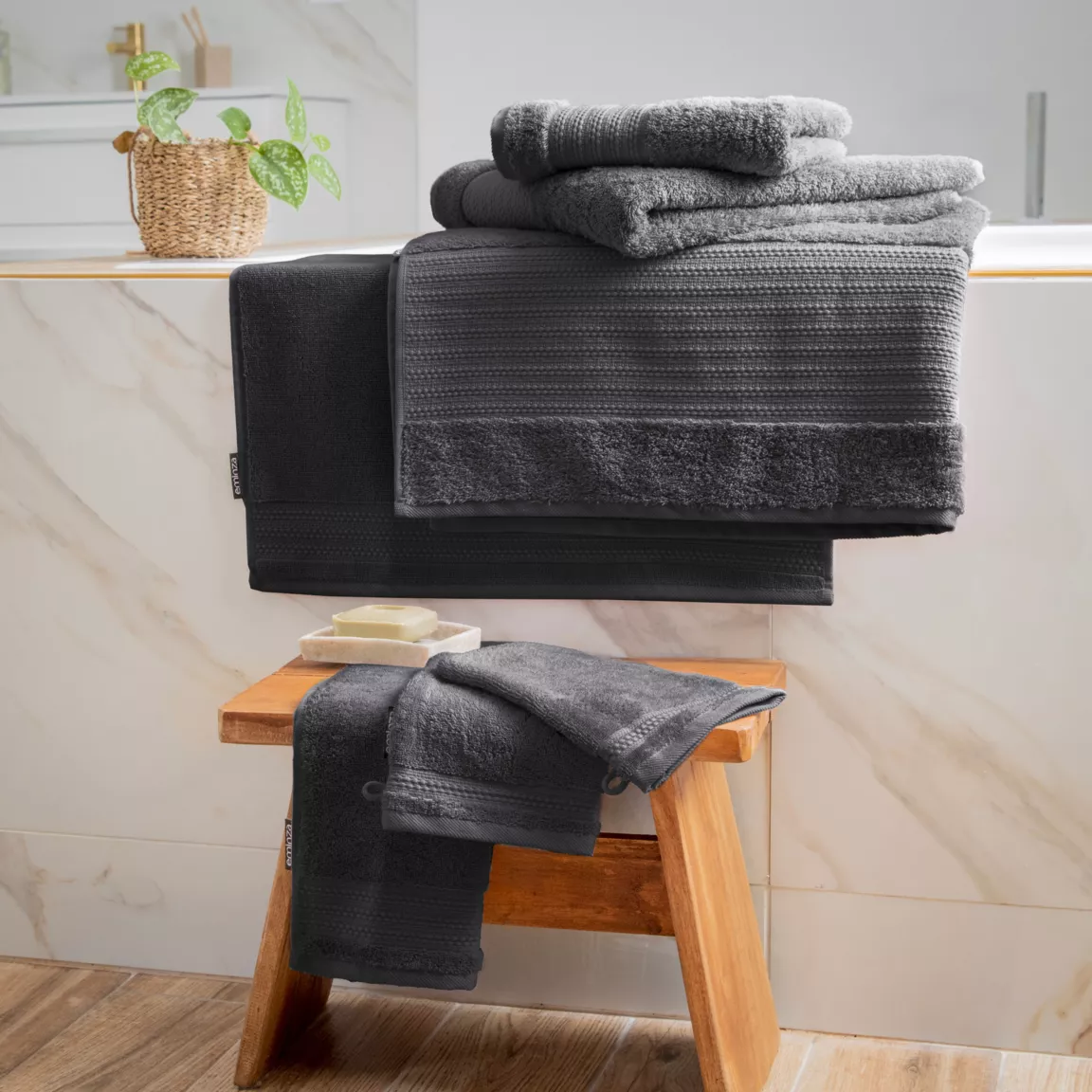 Serviette de bain coton bio (30 x 50 cm) Méline Gris orage