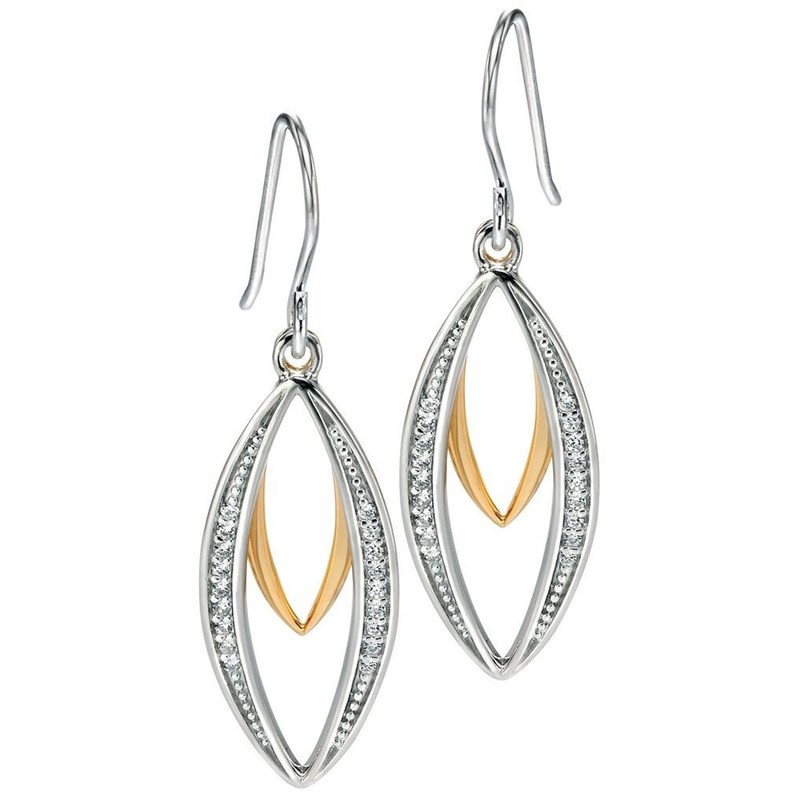 Boucle d'oreille plaqué Or et zirconium en argent 925/1000