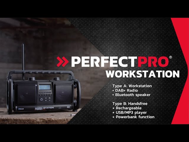 PerfectPro WS3 Workstation 3 Bouwradio - FM RDS - DAB  - bluetooth - aux-in - werkt op netstroom & batterij