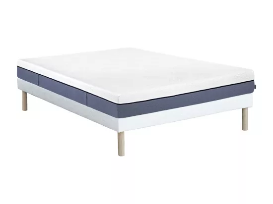 Ensemble 140 x 190 cm sommier tapissier + matelas ressorts ensachés 7 zones et mémoire de forme ép.24cm - KASUI de YSMÉE