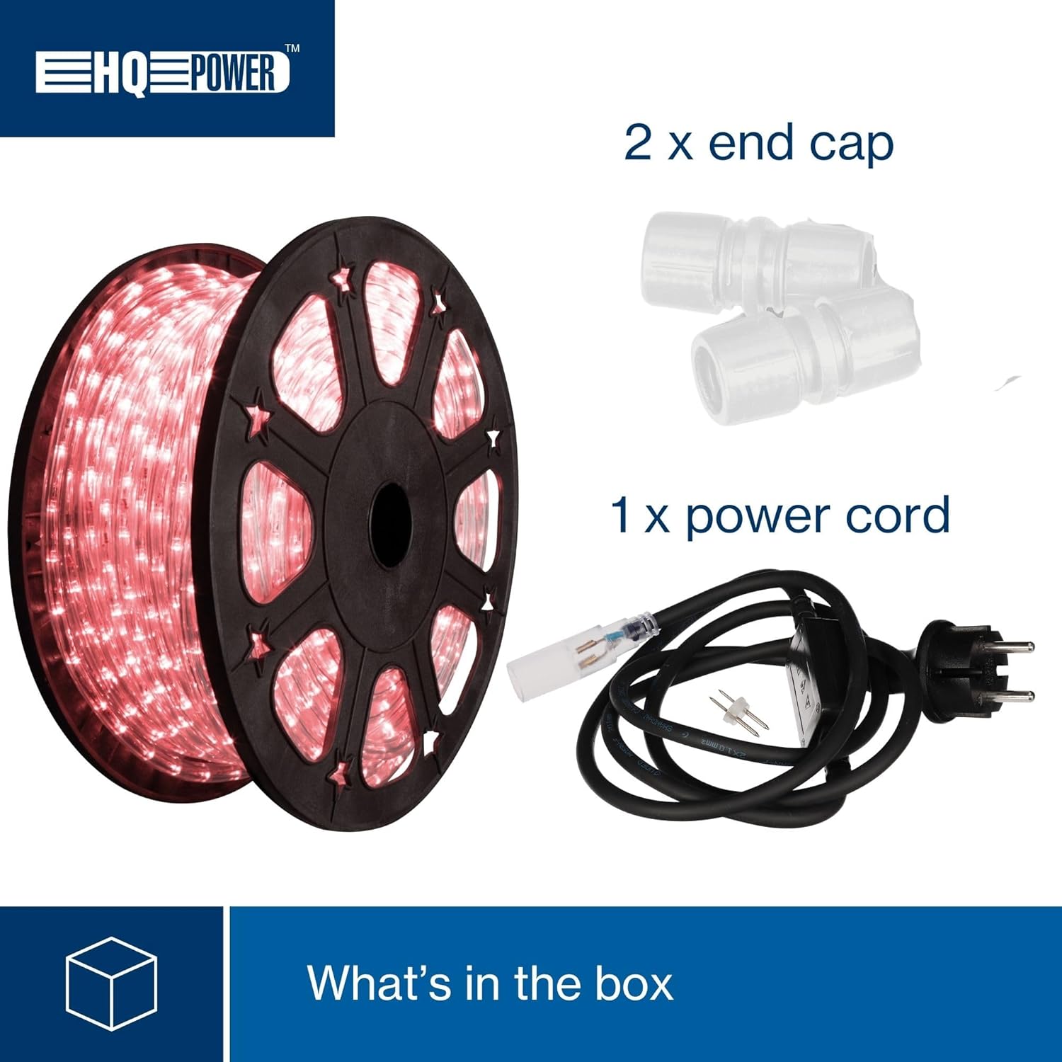 HQ-Power LED-Lichtschlauch, Lichterschlauch außen wetterfest, Lichtschlauch LED, Lichterkette Schlauch, LED Schlauch, Weihnachten, Party, flexibel, Dekoration, 36 LEDs/Meter, rot, 45 m