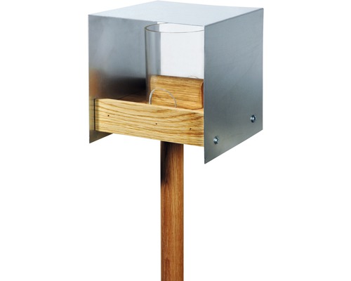 Eikenhouten voederhuisje met aluminium dak, 15x16x16 cm