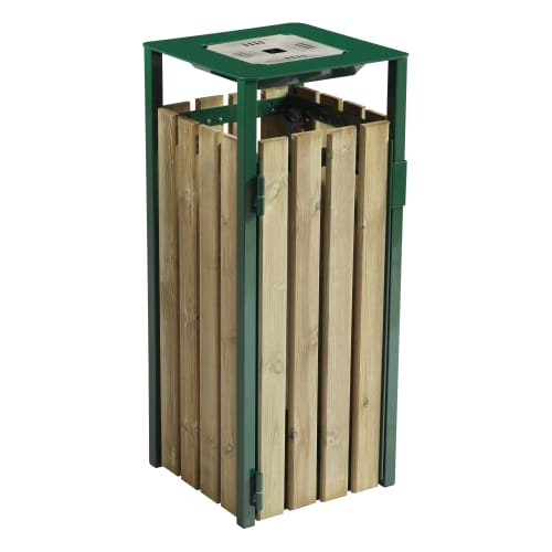 Corbeille bois Eden avec cendrier 1,5L vert mousse Rossignol