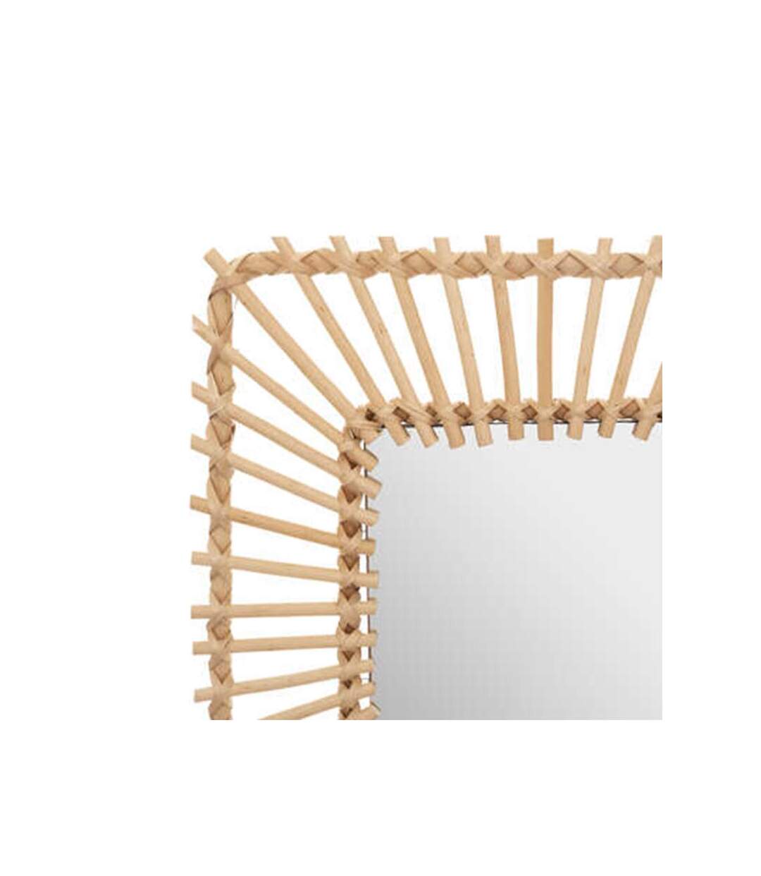 Miroir Mural Design Rotin Carré 40cm Beige