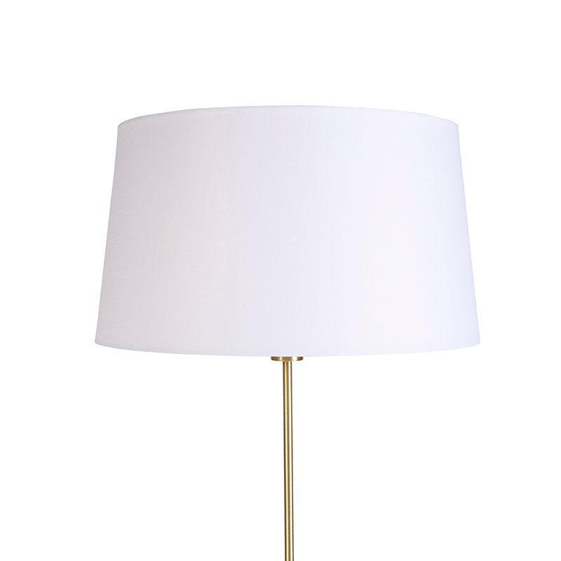 Smart vloerlamp goud met linnen kap wit 45 cm incl. Wifi A60 - Parte