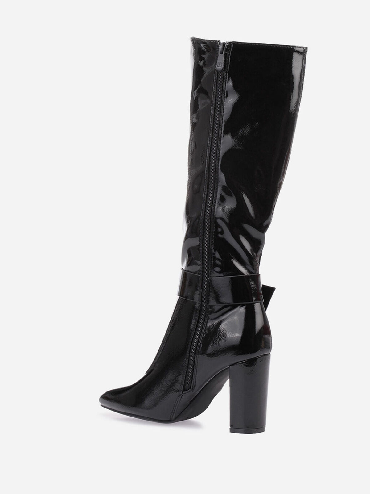 Bottes vernies avec boucle à strass- Noir