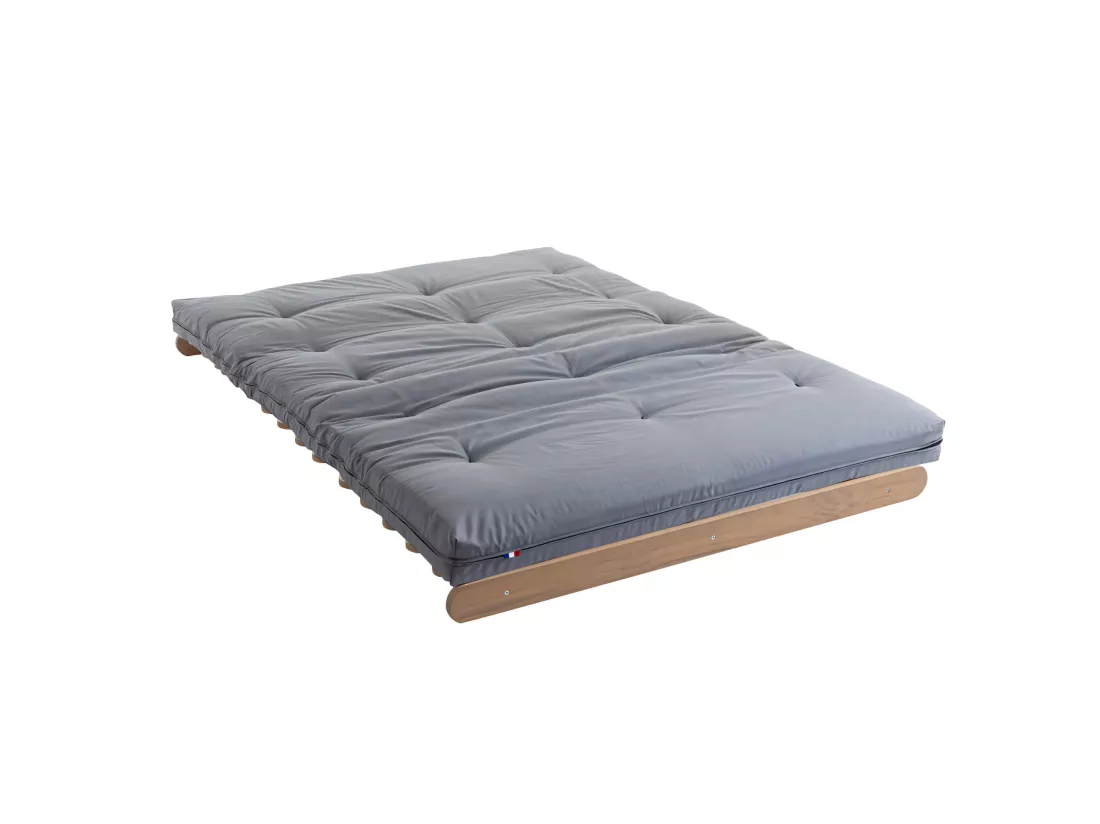 Matelas futon coeur en mousse à mémoire de forme, gris clair 90x200