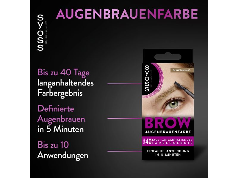 Syoss Augenbrauenfarbe 6-1 Dunkelblond Dauerhafte Augenbrauenfarbe mit Anwendungsbürste