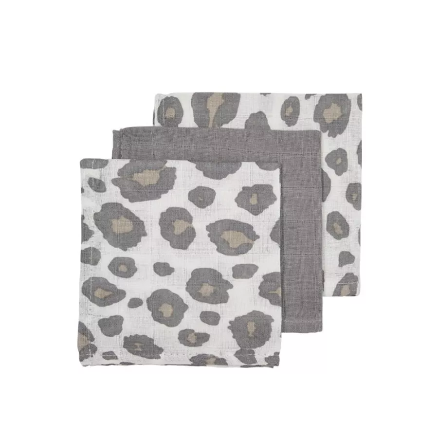 Meyco Spucktücher 3er-Pack Panter neutral  grau 30 x 30 cm